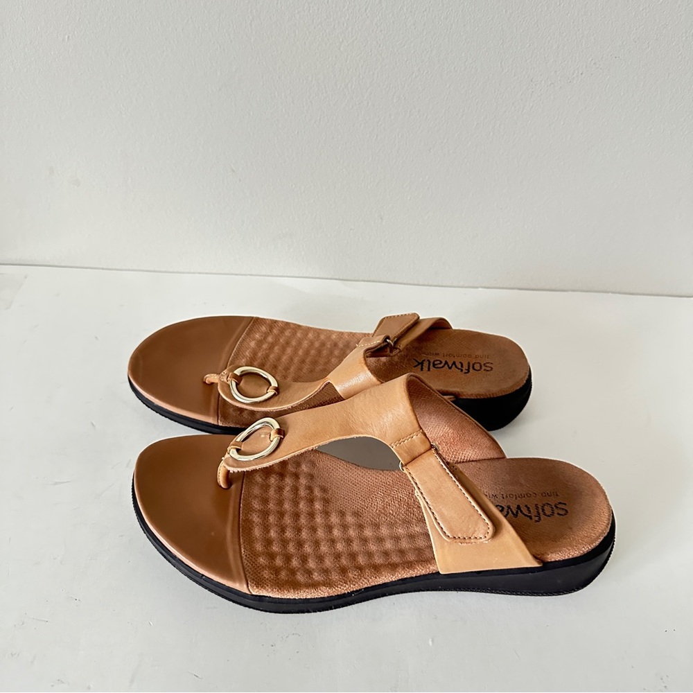 NEW Softwalk Talara Brown Leather Women's Thong Sandals, Sz 10M